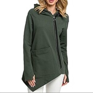 Source Unknown Green Asymmetrical Zip Jacket